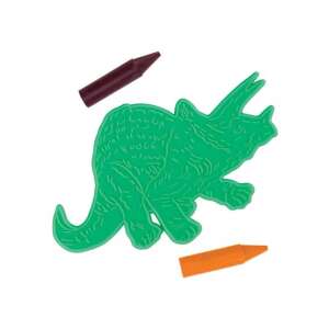 Szablon do rysowania dinozaura Triceratops z kredkami, część zestawu GALT Creative Templates Prehistoric Animals - Narzędzie do rysowania