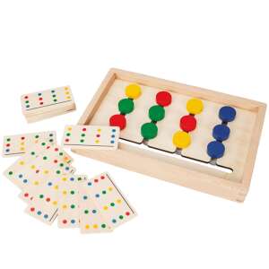 Enigma wooden logic game for kids, featuring colorful pegs and cards with dots - Logic Game