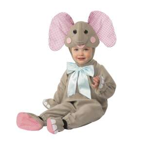 Elly the Elephant costume for toddlers, grey jumpsuit with pink ears and blue bow, Noé BÁRKÁJA licensed product - Rubie's