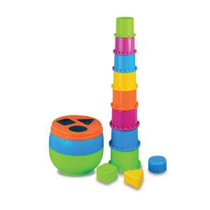 Zabawka Hap-p-Kid Stack 'n Sort, kolorowe kubki do układania i sortowania kształtów, zabawka edukacyjna dla niemowląt - Little Learner