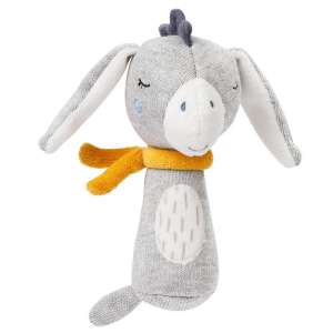 Fehn Sleepy Donkey rattle toy, grey and yellow, with a scarf - Fehn