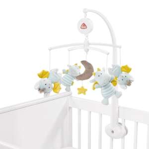 Музикална въртележка Fehn с играчки дракони за бебешко креватче, сини и жълти цветове - Музикално въртене, прожектиране на въртене