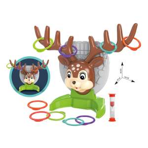 Jocul O-My Deer cu aruncarea inelelor, un joc distractiv și activ pentru întreaga familie, cu cap de cerb cu coarne și inele colorate - Jocuri de îndemânare în aer liber