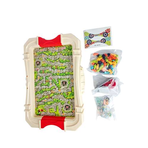 Make-a-Maze STEM Educational Game - Owl Labyrinth Building Kit, all parts of the game, including the base, marbles, pegs, and rubber bands