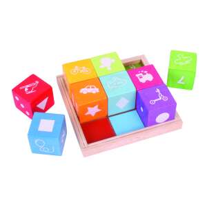 Wooden blocks with pictures for toddlers, learning first words, educational toy, colorful blocks, wooden puzzle - Bigjigs Wooden building game