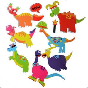 Set of 8 colorful dinosaur bath toys, perfect for bath time fun - Sticker, Magnet