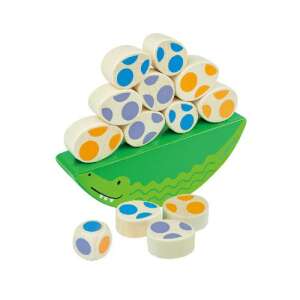 Funny Crocodile Balancing Game by Beleduc, a wooden toy for kids to learn colors and shapes while developing their fine motor skills - Logic Game