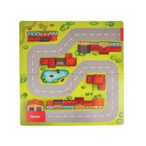 Beleduc Fire Alarm game board, wooden, with road, houses, and fire station - Developmental Toy for Preschooler