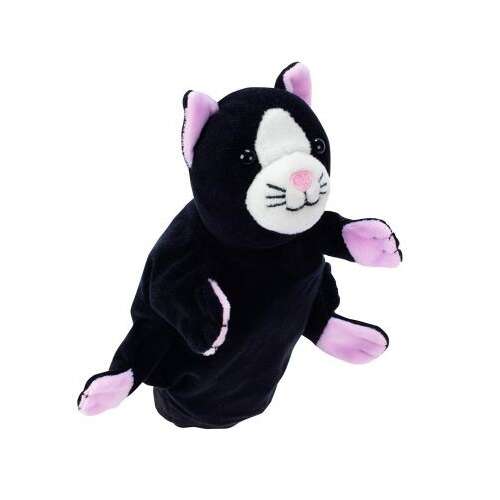Black and white cat hand puppet, Kitty hand puppet, plush cat puppet, puppet for kids, hand puppet for kids, role play puppet, puppet show