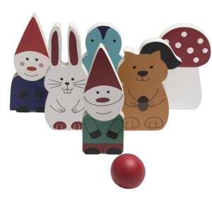 Bowlingspiel mit Waldtierfiguren, darunter ein Zwerg, ein Kaninchen, ein Vogel, ein Eichhörnchen und ein Pilz, perfekt für Kinder zum Spielen und Spaß haben - BS Toys