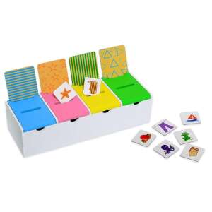 Игра за сортиране Magic Box Chalk & Chuckles, дървена кутия за сортиране с цветни отделения, образователна играчка за предучилищна възраст, на възраст от 3 до 5 години, развиване на умения за сортиране и класифициране, развитие на речника, животни, форми, визуални характеристики - Nonbrand Игра за развитие за малки деца