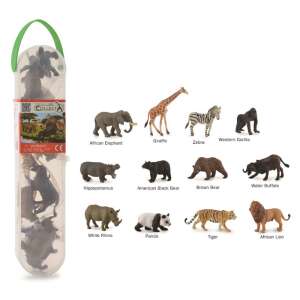 Set de 12 figurine de animale sălbatice Collecta, include elefant african, girafa, zebră, gorilă de vest, hipopotam, urs negru american, urs brun, bivol de apă, rinocer alb, panda, tigru și leu african - Nonbrand Jocuri si jucarii creative