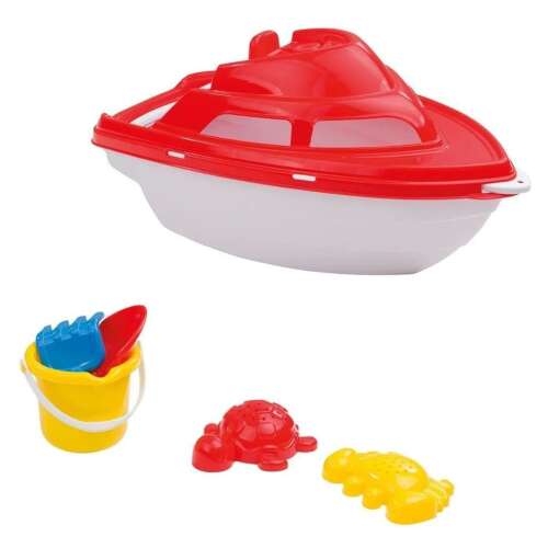 Dolu Jumbo strandjáték készlet csónakkal, vödörrel, lapáttal, gereblyével és két teknős formával