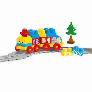 Set de tren Doli cu blocuri de construcție, tren cu numere, blocuri colorate, jucărie educativă - Tren, element feroviar, autostradă