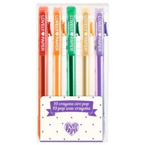 Lovely Paper 10 pop wax crayons, set of 5 colorful crayons - Pen & Pencil