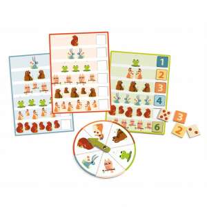 Djeco Bingo 1, 2, 3 game, a fun and educational game for kids to learn numbers and counting, featuring cute animal illustrations - Memory Game