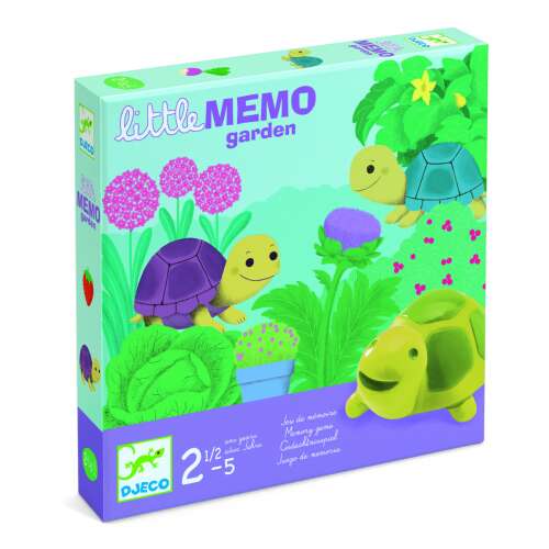 Djeco Little Memo Garden memory game for kids, featuring colorful turtles and fruits and vegetables