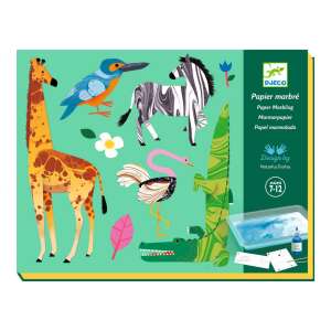 Djeco Paper Marbling kit with animals, marbling paper, marbling paint, instructions, and stickers - Djeco Creative Toy