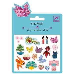 Djeco Asian Stickers, a pack of colorful stickers with Asian-inspired designs like dragons, butterflies, and flowers - Sticker, Magnet