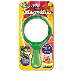 Green plastic magnifying glass for kids, Brainstorm Toys Outdoor Adventure Magnifier, 2x-3x-4x magnification - Magnifying glass