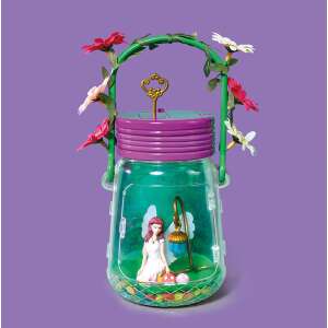 Fairy Jar assembled with a fairy, flowers, a forest scene, and a key - Lamp & Lighting