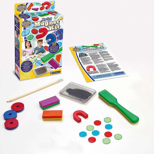 BrainStorm Toys Első mágneskísérleteim, egy mágnesekből, egy fa pálcából, egy ceruzából, egy műanyag tartályból vasreszelékkel és egy füzetből álló készlet - Tudományos és felfedező játék