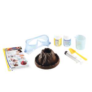 Set științific Erupting Volcano Lab cu model de vulcan, ochelari de protecție, cilindru gradat și alte accesorii - Jocuri stiintifice si exploratori