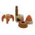 Egmont Toys stacking rocket wooden toy parts, orange and brown, for toddlers