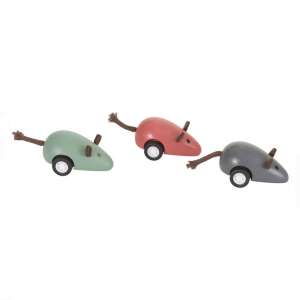 Jucărie din lemn cu mouse-ul cu retragere Egmont Toys, set de 3, verde, roșu, gri - Jocuri creative și de construcție