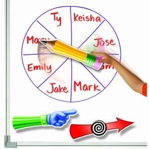 Образователна игра Educational Insights SpinZone Магнитни въртящи се елементи за бяла дъска, бяла дъска с въртящо се колело и молив - Learning Resources