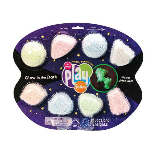 Educational Insights Play Foam Spumă de modelare care strălucește în întuneric, 8 bucăți