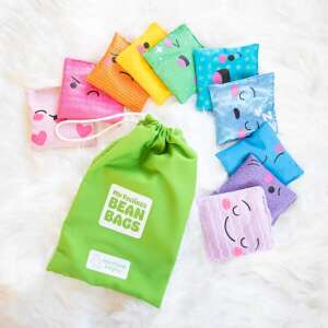 Set of 10 My Feelings Bean Bags, each with a different emotion, color, and texture - Developmental Toy for Preschooler