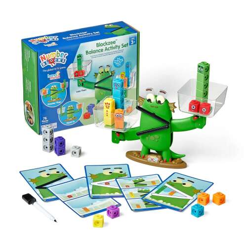 Set de activități Numberblocks Blockzee Balance, o modalitate distractivă și captivantă de a învăța matematica cu o balanță de monstru Numberblocks, blocuri și cărți de activitate