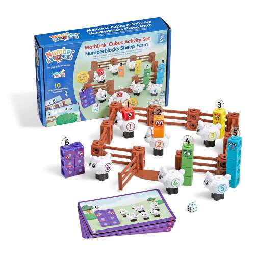MathLink® kockák számblokkok - Juhfarm, oktatójáték gyerekeknek, számlálás, matematika, tanulás, óvoda, óvoda, játék, szórakozás, színes, kockák, juhok, farm, Számblokkok - Fejlesztő játék iskolásoknak