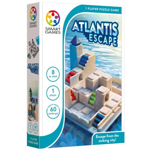 Smart Games Atlantis Escape kirakós játék doboz, 1 játékos, 60 kihívás, menekülj a süllyedő városból