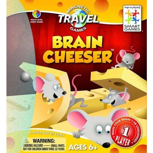 Магнитна пътуваща игра Smart Games Brain Cheeser, с дизайн на мишка и сирене