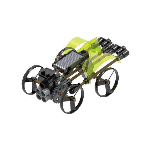 Thames & Kosmos Solar Powered Rovers STEM Experiment Kit, 5 in 1 Models, 54 pieces, build 5 different solar powered vehicles, close-up of the solar powered car model