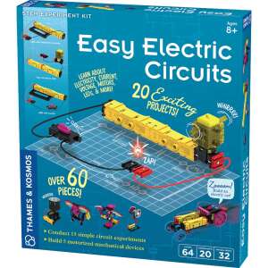 Thames & Kosmos Easy Electric Circuits STEM Experiment Kit, 64 pieces, 20 exciting projects, build electric circuits, learn about electricity, science for kids, ages 8+ - Developmental Toy for Preschooler