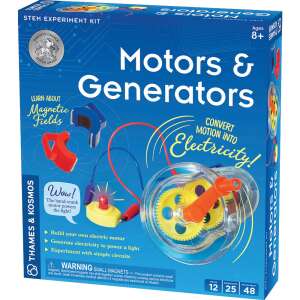 Thames & Kosmos Motors & Generators STEM Experiment Kit box, learn about magnetic fields, convert motion into electricity, 25 experiments, ages 8+ - Developmental Toy for Preschooler