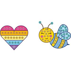 Quick Dotz Easy Fun Stickers, 6+ years, heart and bee design, 2 stickers, close-up of the finished product - Sticker, Magnet