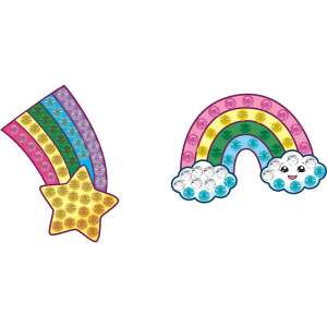 Quick Dotz Stickers, featuring a star and rainbow design, ready to be decorated with colorful dots - Sticker, Magnet