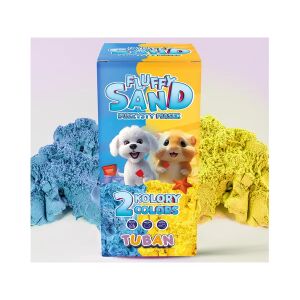 Fluffy Sand blue and yellow kinetic sand with packaging - Toy