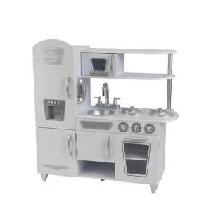 KidKraft White Vintage Bucătărie de Jucărie, o bucătărie de jucărie albă cu frigider, cuptor, cuptor cu microunde și chiuvetă - Bucatarie pentru copii