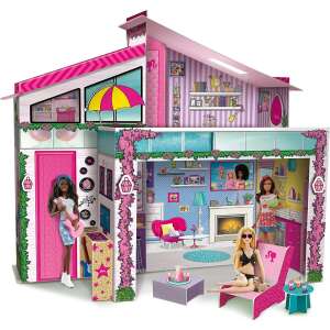 Domek dla lalek Barbie Dream Summer Villa, dwupiętrowy z basenem, balkonem i meblami - Domek dla lalek