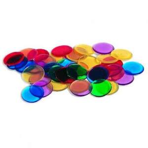 Learning Resources Прозрачни броячи, 50 броя, цветни, прозрачни, пластмасови, за броене, сортиране и математически дейности - Learning Resources