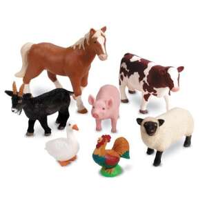 Learning Resources Jumbo Farm Animals, set de 7 figurine de animale de fermă, inclusiv cal, vacă, porc, oaie, capră, gâscă și cocoș - Learning Resources