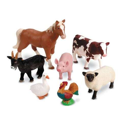 Learning Resources Jumbo Farm Animals, set of 7 farm animal figurines, including horse, cow, pig, sheep, goat, goose, and rooster