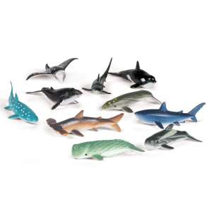 Learning Resources Ocean Animals set of 10 different ocean animal figurines, including whale shark, manta ray, hammerhead shark, and more - Learning Resources Developmental Toy for Preschooler