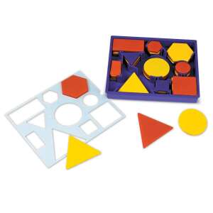 Learning Resources Attribute Blocks Desk Set, geometrisches Formen-Sortierspiel für Kinder, inklusive Schablone, 60 Teile - Schaukelpferde, Schaukeltiere und Entwicklungsspiele für Kinder im Kindergartenalter