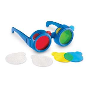 Learning Resources Color Mixing Glasses, blue plastic goggles with red, yellow, and green lenses, and extra lenses for color mixing experiments - Learning Resources Developmental Toy for Preschooler